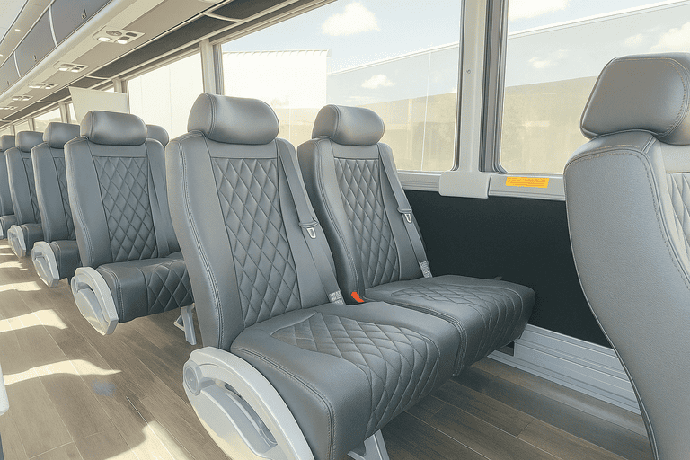 interior of Riverside Coach Bus Service charter bus