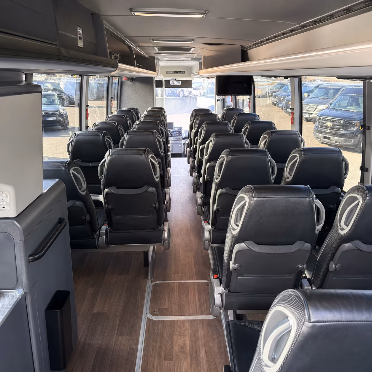 riverside 56 passenger charter bus inside