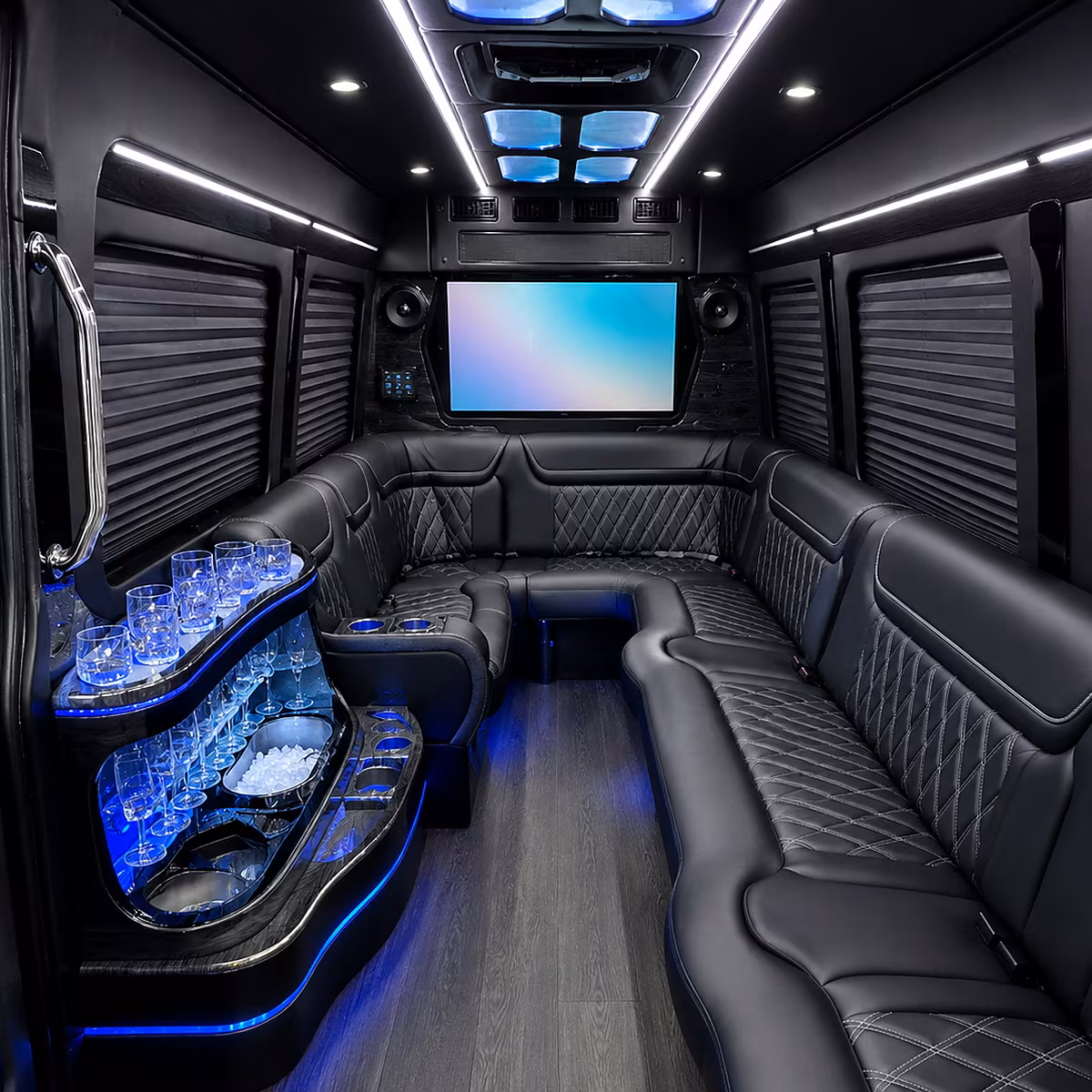 riverside party bus rental interior