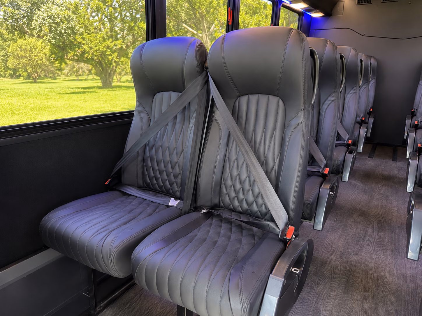shuttle buses for riverside wedding guests between hotels and venues